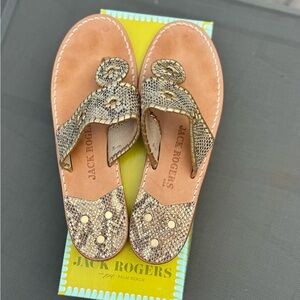 Jack Rogers Gold Snakeskin Design Sandals - size 8.5M